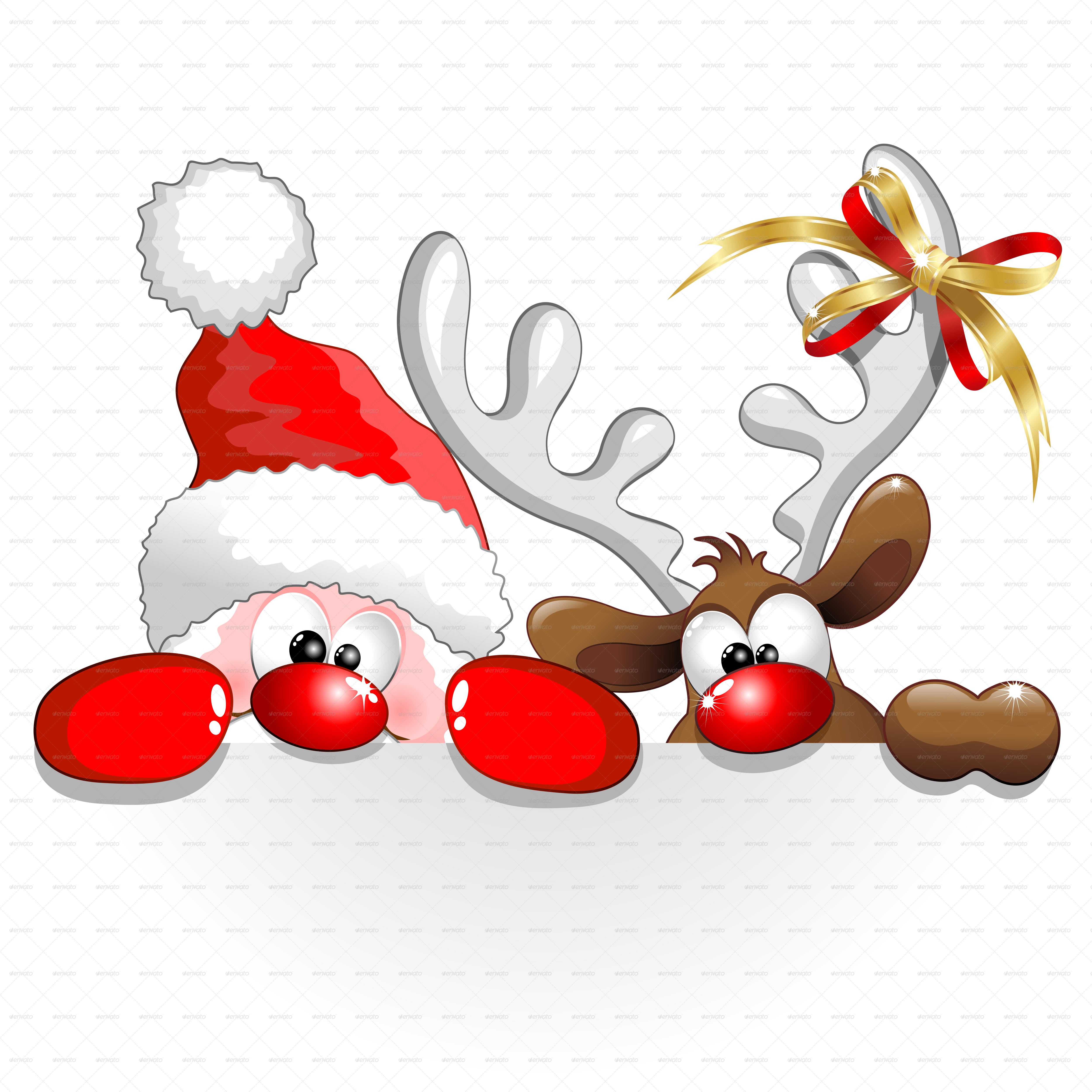 Christmas Santa and Reindeer Cartoon by Bluedarkat 